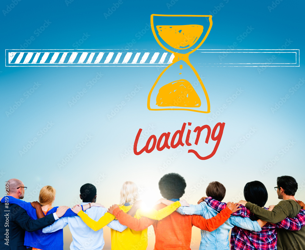 Poster loading data information transfer digital internet concept