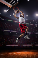 red Basketball player in action