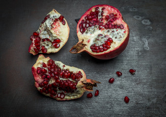 Pomegranate core black background
