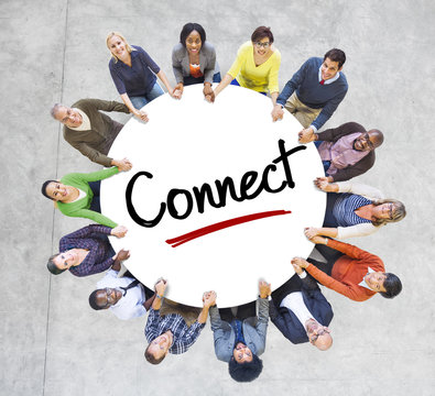Diverse People in a Circle with Connect Concept