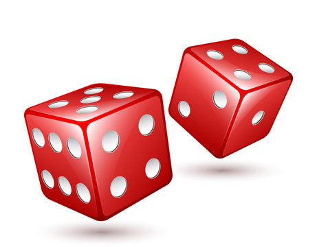 Two red dices vector illustration