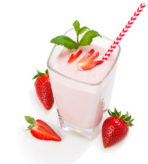 Glass of strawberry smoothie