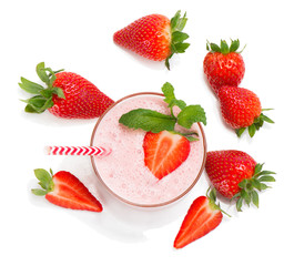 Strawberry smoothie; view from above