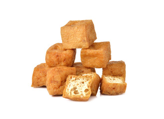 deep fried Tofu on white background