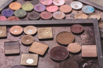 Colorful eye shadows palette. Makeup background