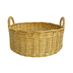 Empty wicker basket isolated on white