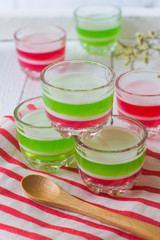 Thai style dessert-Coconut and juice jelly