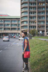 young handsome bearded hipster man
