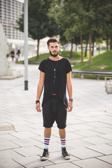 young handsome bearded hipster man