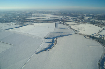 aerial view over the agricultural plant