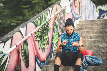 young handsome bearded hipster man