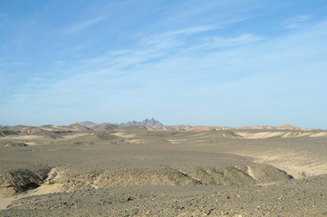 Egyptian desert  and blue sky.