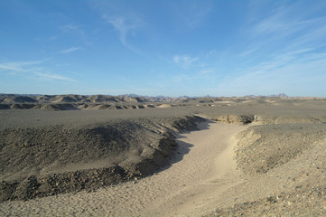 Egyptian desert  and blue sky.