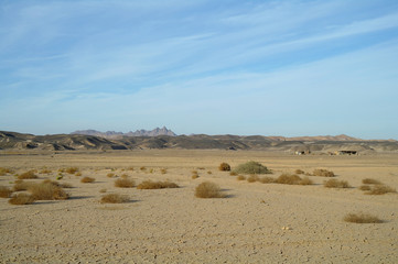 Egyptian desert  and blue sky.