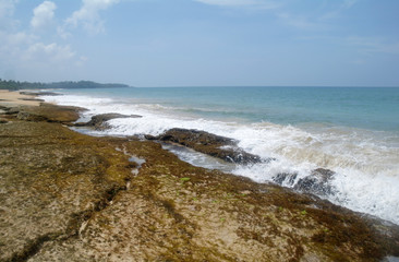 Stones on the idyllic beach in Sri Lanka.