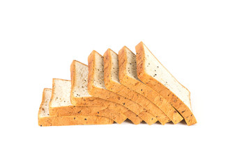 cereal and black sesame bread on white background