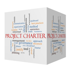 Project Charter 3D cube Word Cloud Concept