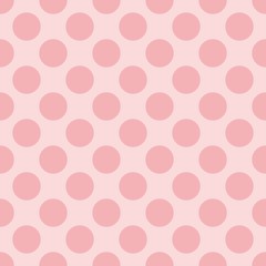 Tile vector pastel pattern with polka dots on pink background