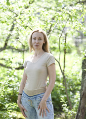 Fototapeta premium summer portrait of the young attractive woman
