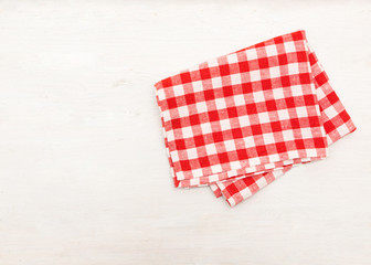 Tablecloth textile on wooden background