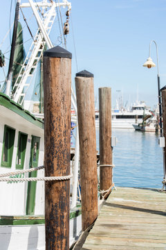 commercial fishing boats at the ocean marina docks