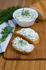Sandwiches with cheese and parsley.