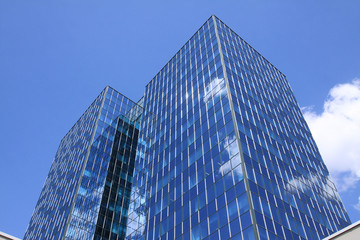 Detail of the modern Building on the blue Sky