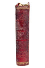 worn-out old book on a white background