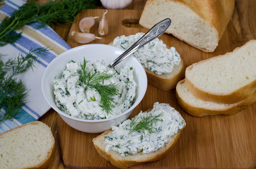 Sandwiches with cheese and parsley.