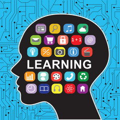 Human head with apps concept