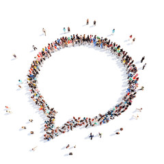 People in the shape of a chat bubble.