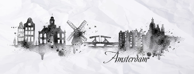 Silhouette ink Amsterdam - obrazy, fototapety, plakaty