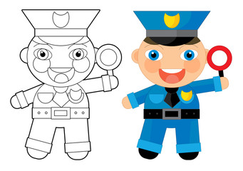 Cartoon character - policeman - coloring page