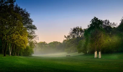 Deurstickers Morgennebel im Volkspark Hasenheide © ebenart