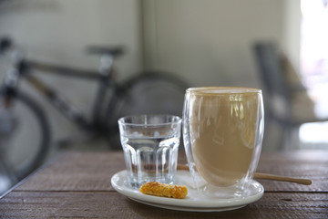 coffee on wood background