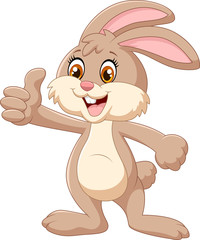 Fototapeta premium Cartoon rabbit giving thumbs up