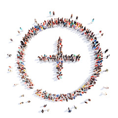 people in the form of a circle, add.