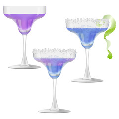 three glasses of cocktail