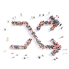 People in the form of arrows.