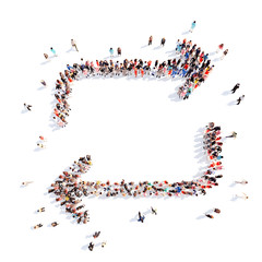 People in the form of arrows.