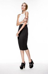 Portrait of beautiful young woman with makeup