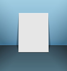 Blank photo frame canvas on blue background