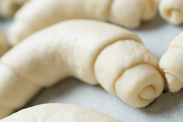 Fototapeta na wymiar croissant dough ready for oven