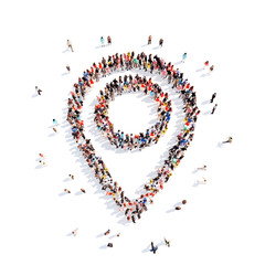 people in the form of a map pointer.