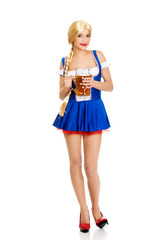 Beautiful bavarian woman with beer.