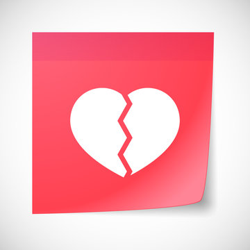 Sticky note icon with a broken heart
