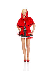 Woman as a Little Red Riding Hood.