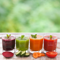 Tomato, cucumber, carrot, beet Juice and vegetables