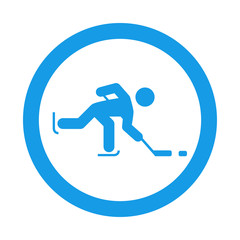 Icono redondo hockey sobre hielo azul