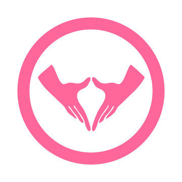 Icono redondo feminismo rosa